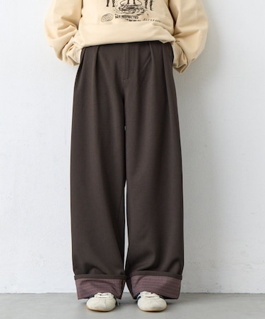 チェック柄ロールアップスラックス