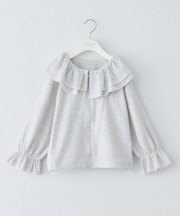 【KIDS】前後2WAYラッフルフリルZIPカーデ