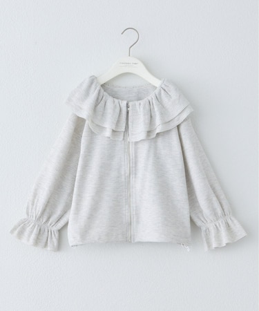 【KIDS】前後2WAYラッフルフリルZIPカーデ