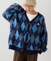 【GEVACO】アーガイル柄シャギーニットカーデ