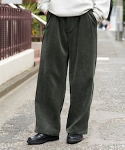 モールタックストレートワイドパンツ