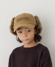 【KIDS】フライトファー付きコーデュロイロゴ刺繍CAP
