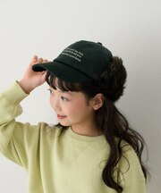 【KIDS】フライトファー付きコーデュロイロゴ刺繍CAP