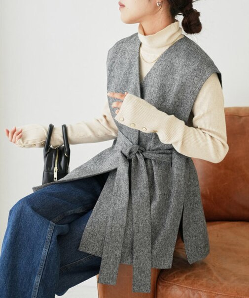 【コーデを格上げ！】メランジウエストリボンジレ