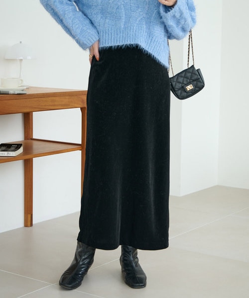 送料込☆DIESEL☆ベロアタイトスカート ブラック黒ジッパー前面 ベロア スカート 黒 ブラック BCBGMAXAZRIA タイト ベルベット