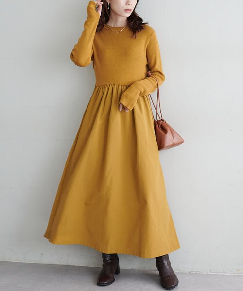 ニット切替ワンピース｜ディスコートの通販｜&mall（アンドモール