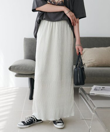 【スッキリ見え/トレンド】シャイニープリーツナロースカート