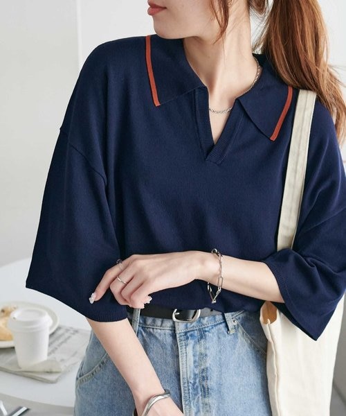 ユニセックス】配色スキッパーニット｜ディスコートの通販｜&mall