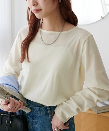 【ベストセラー】フロッキーメッシュロングスリーブ《WEB限定カラーあり》