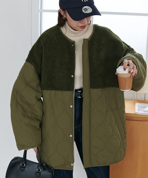 ボア切替キルティングコート《WEB限定カラーあり》