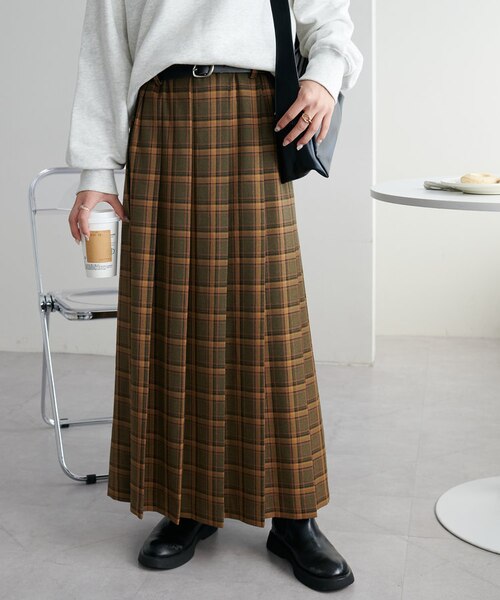 チェック　プリーツロングスカート チェックプリーツロングスカート｜ディスコートの通販｜&mall