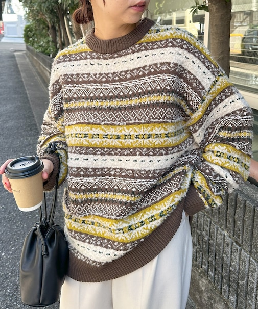 【ユニセックス】フェアアイル柄ニット
