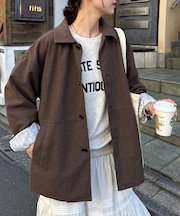 【新色追加!/ユニセックス】フェイクスエードショートコート