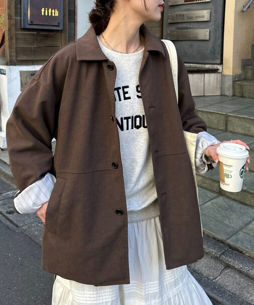 【新色追加!/ユニセックス】フェイクスエードショートコート