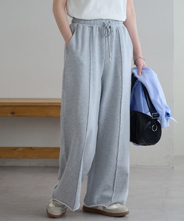 裏毛センタープレスワイドパンツ
