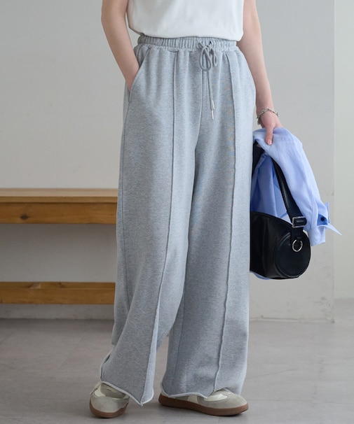 裏毛センタープレスワイドパンツ
