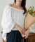 コットンシアーオフショルブラウス5分袖