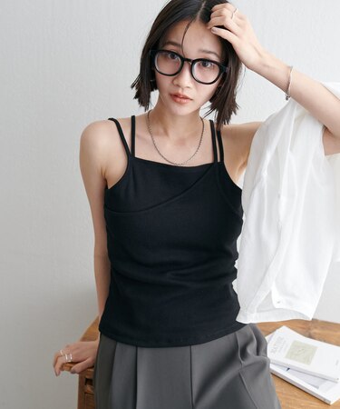 カップ付レイヤードキャミソール