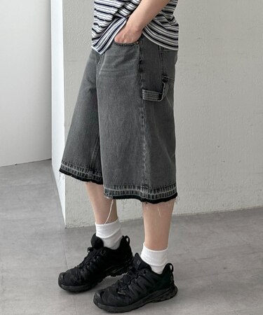 【ユニセックス】デニムハーフパンツ