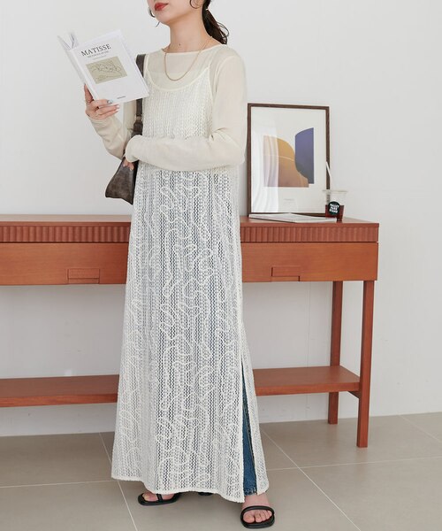 【新品未開封】　完売品　ディスコート メッシュ線柄キャミワンピース　デニム　春服 メッシュ線柄キャミワンピース｜ディスコートの通販｜&mall