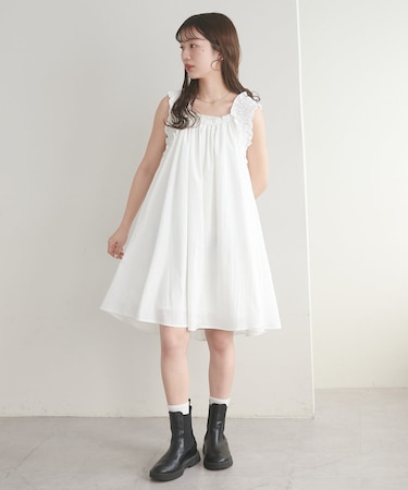 【umm.】肩フリルミニワンピース