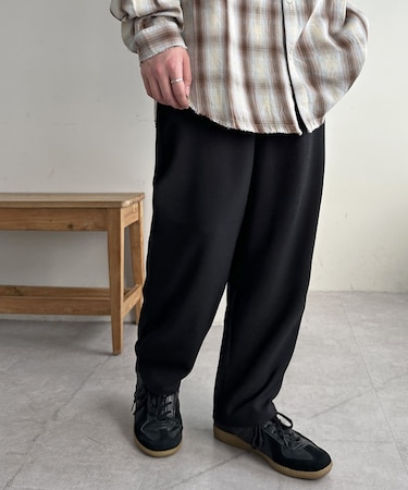 【ユニセックス】テックリネンワイドテーパードパンツ