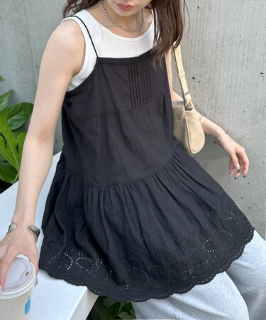 ≪今っぽ最旬トップス≫【umm.】刺繍キャミチュニック