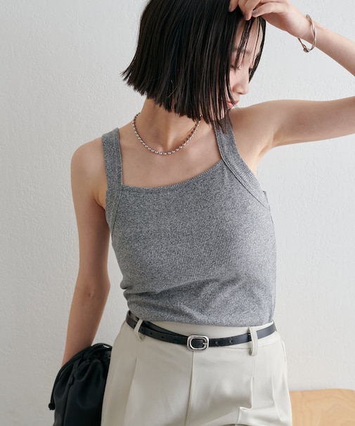 リブメランジスクエアタンクトップ