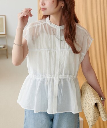 シアーペプラムブラウス