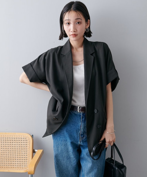 リネンライク半袖シャツジャケット《WEB限定カラーあり