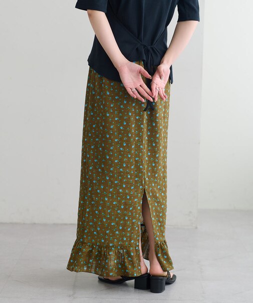 【umm.】小花柄フリルナロースカート