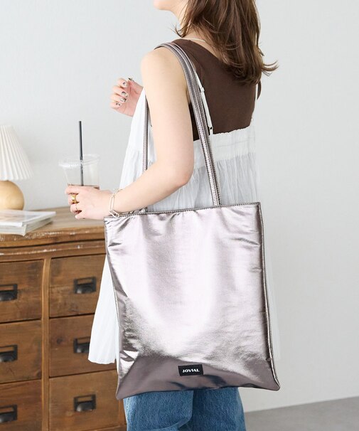 メタリックフラットトートバッグ