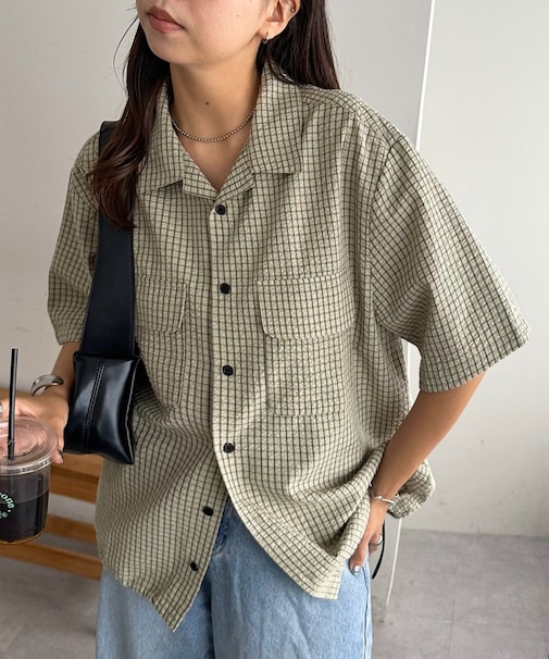 【ユニセックス】サッカーグラフチェックドロストシャツ