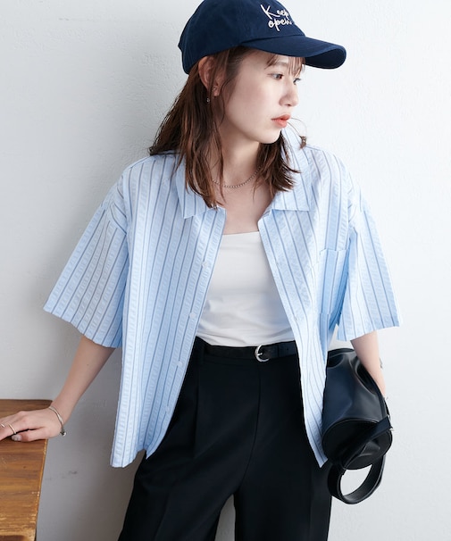 【ユニセックス】サッカーストライプボックスシャツ