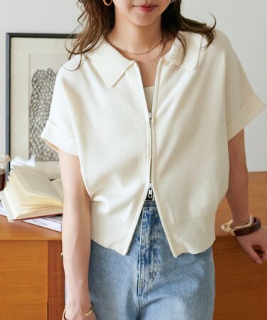 《新色追加!》衿付きWジップ半袖カーディガン