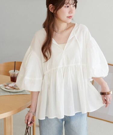 前後2way袖バルーンブラウス