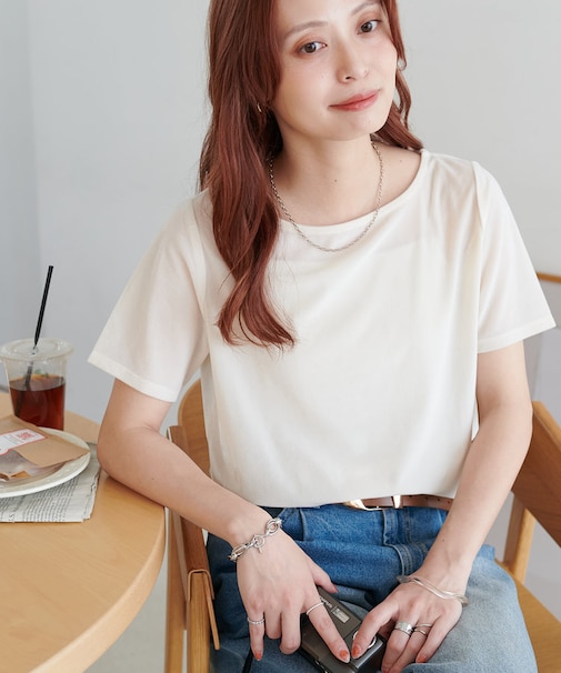 ベロア5分袖Tシャツ