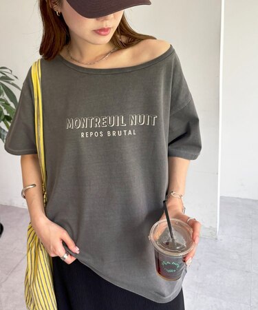 ピグメントワンショルロゴTシャツ