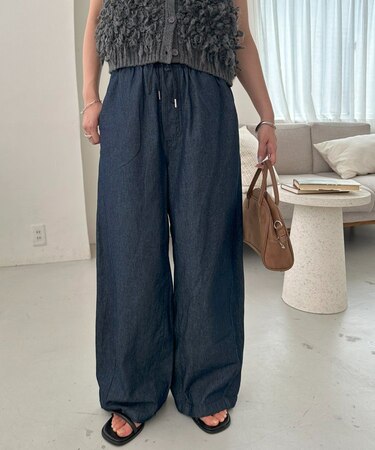 ライトオンスデニムイージーワイドパンツ