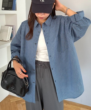 【ユニセックス】ミニグラフチェックオーバーシャツ