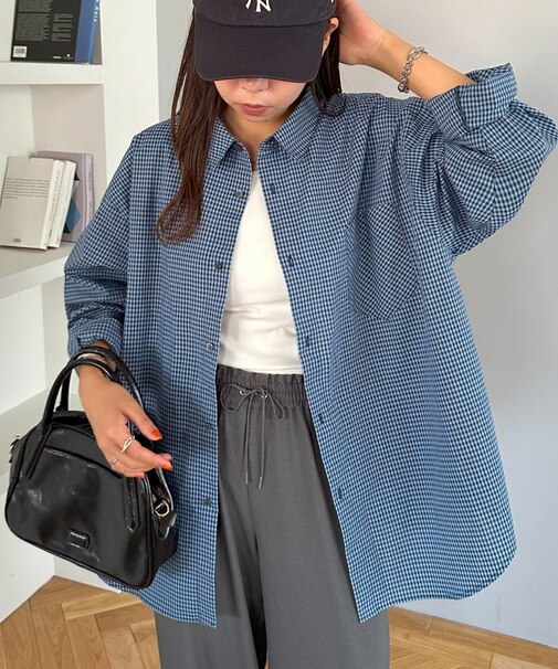 【ユニセックス】ミニグラフチェックオーバーシャツ