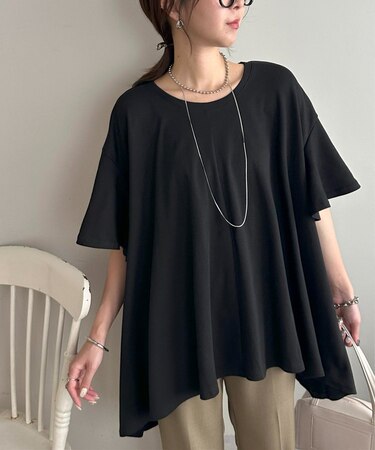 袖フレア前後差プルオーバー