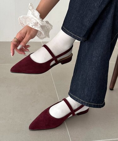 【S～Lサイズ展開】ポインテッドストラップシューズ