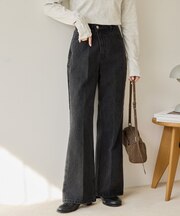 【新色追加!】USコットンデニムセミフレアパンツ