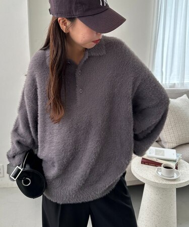 【ユニセックス】ミンクライクニットポロ