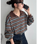 【ユニセックス】ランダムボーダーハーフジップシャツ