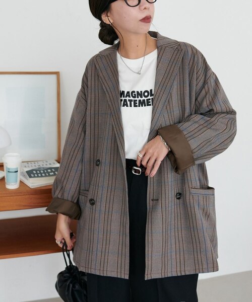 Discoat　チェックWブレストジャコット　ユニセックス DISCOAT（ディスコート）の「【ユニセックス】チェックWブレスト