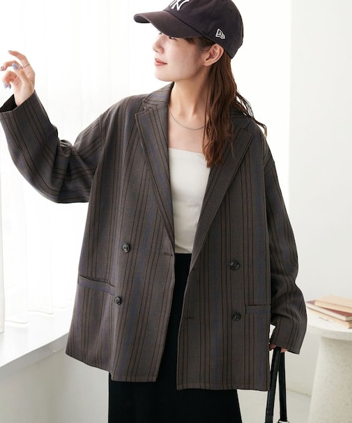 【ユニセックス/サイズ追加！】チェックWブレストオーバージャケット