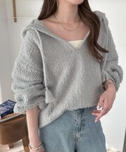 ループヤーンフードプルオーバー