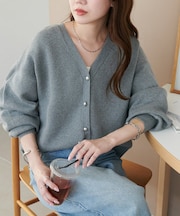 メタル釦スウェットライクカーディガン